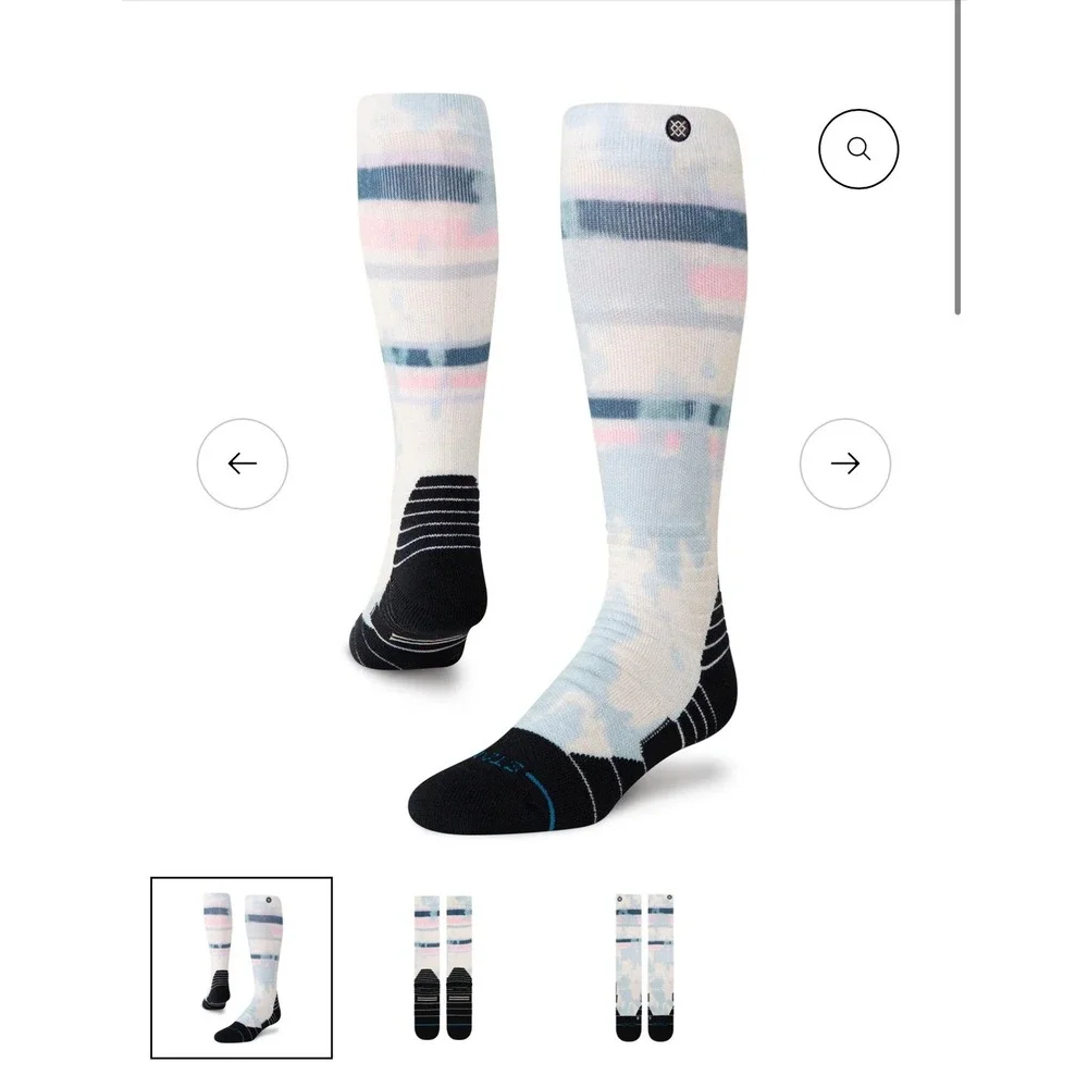 Stance Mens Brong Snow Mid Cushion Snow Ski OTC Socks Multicolor Blue Large 9-13